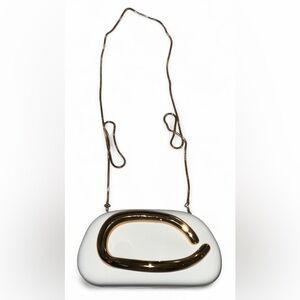 SHEIN Champagne Gold Vegan Leather Crossbody Bag Metal Handle Clutch